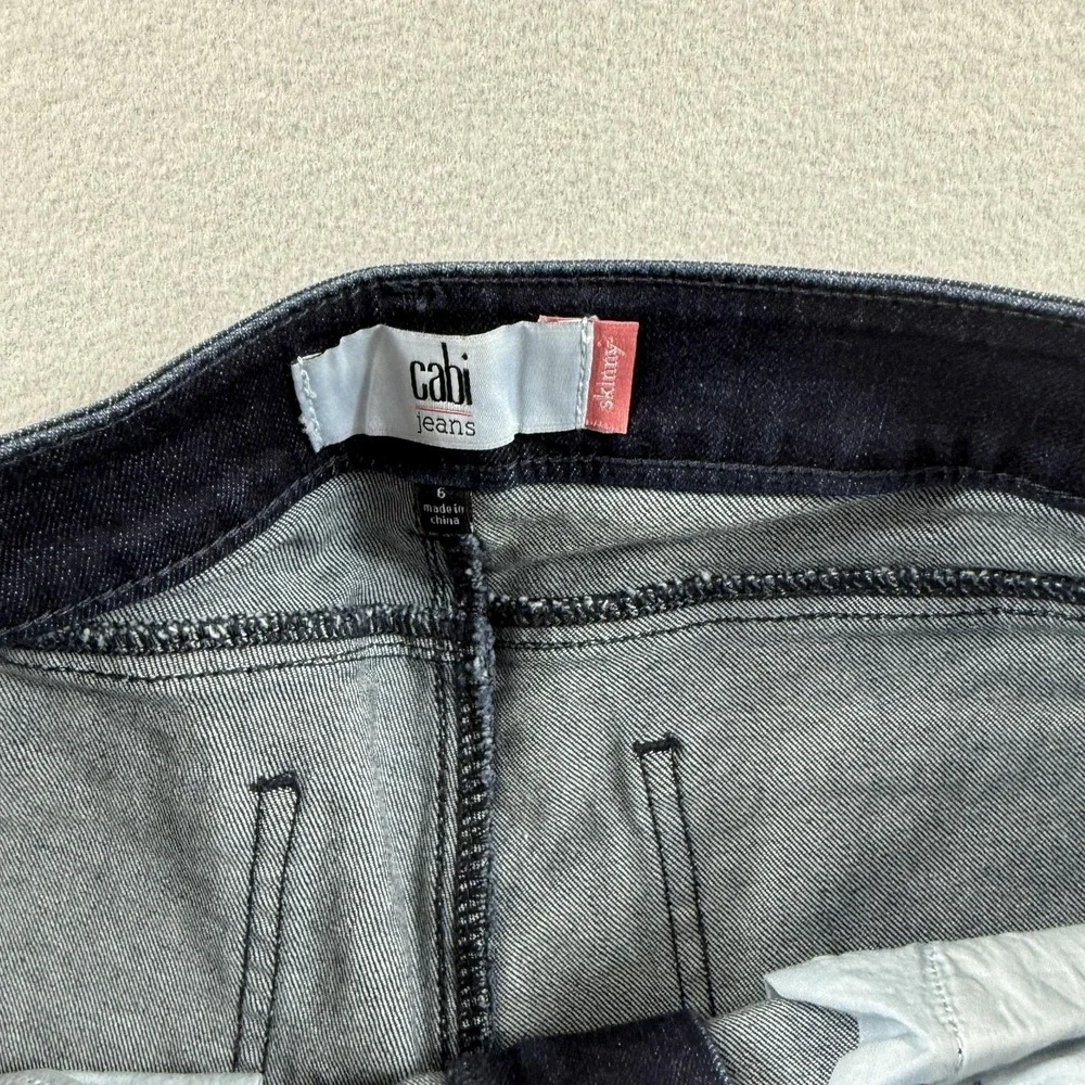 CAbi Skinny Jeans Womens 6 Blue Dark Wash Slim Stretch Denim‎ 5-Pocket 32x29.5